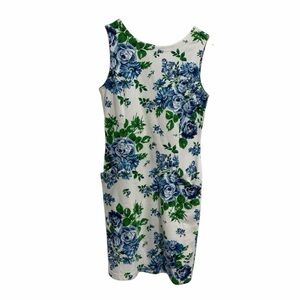 Adrienne Vittadini Floral Midi Dress Button Enclosure Sleeveless Cotton